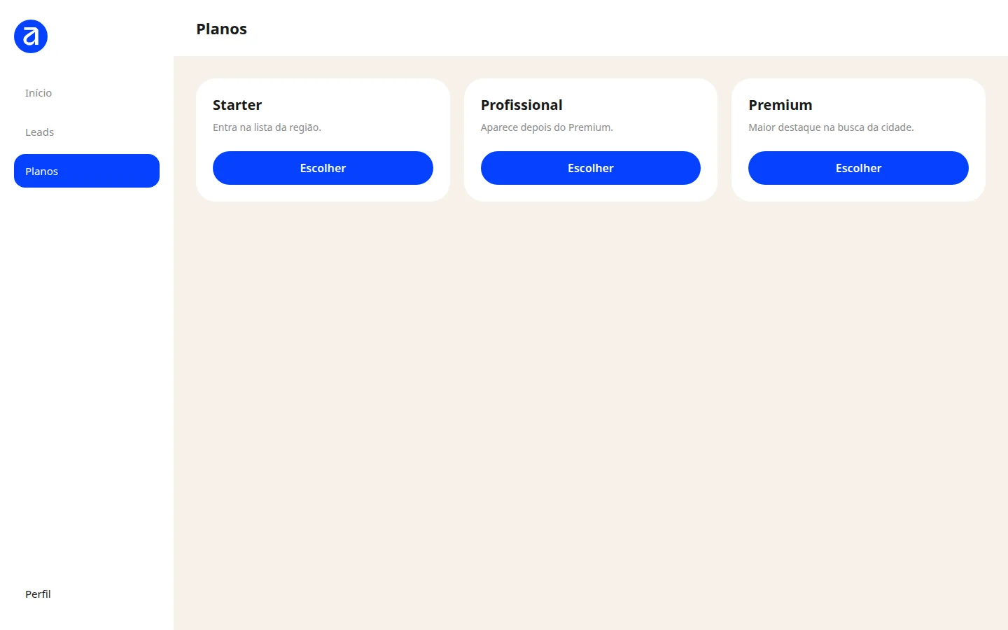 Planos Starter, Profissional e Premium no portal Advogo